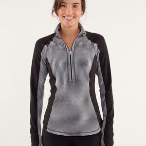 Lululemon Run: U-Turn Pullover Mini Check Pique Black White Size 12